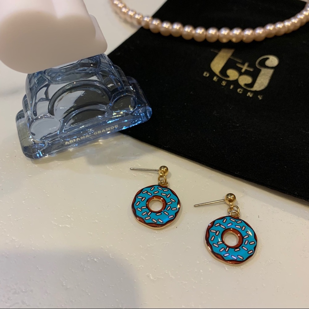 Dainty Blue Donuts Earrings - Picture 3 of 11